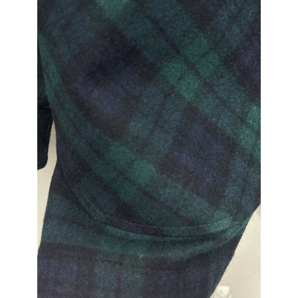 Vtg Pendleton Blazer Jacket Large Green Blue Tartan Plaid Virgin Wool Crest - Picture 4 of 10